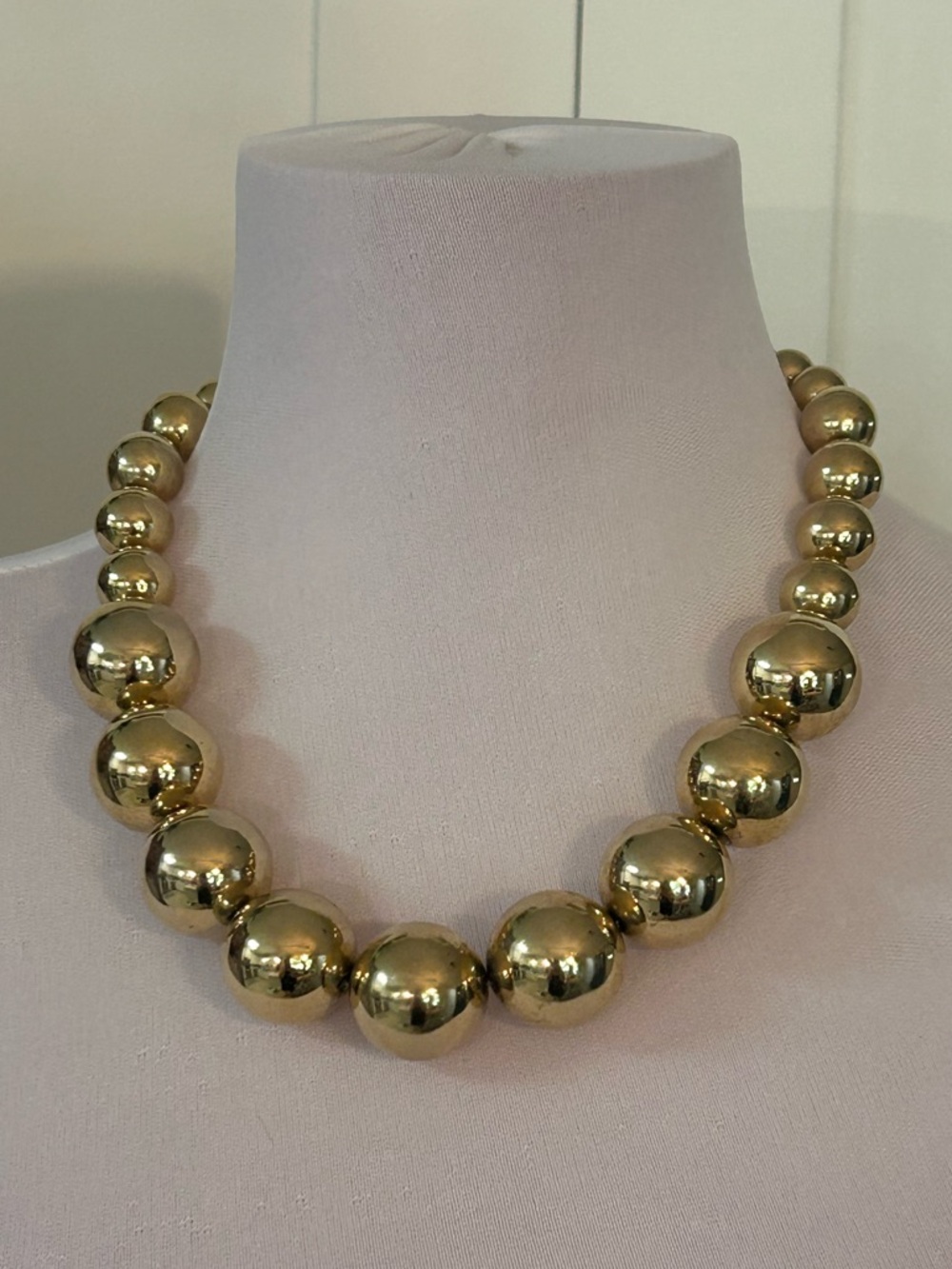 Bold Gold Graduated Bead Statement Necklace